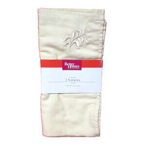 Better Homes and Gardens Cotton Napkins, Creamy Parchment, Embroidered, 18x18 IN